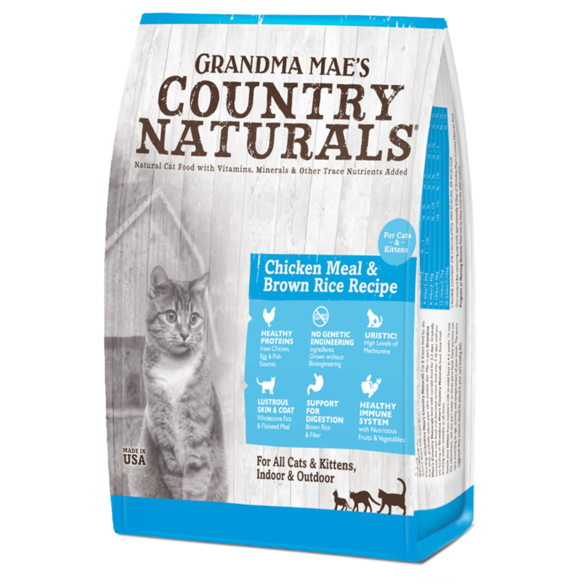 Grandma Mae’s Country Naturals dry cat food chicken and brown rice for all life stages