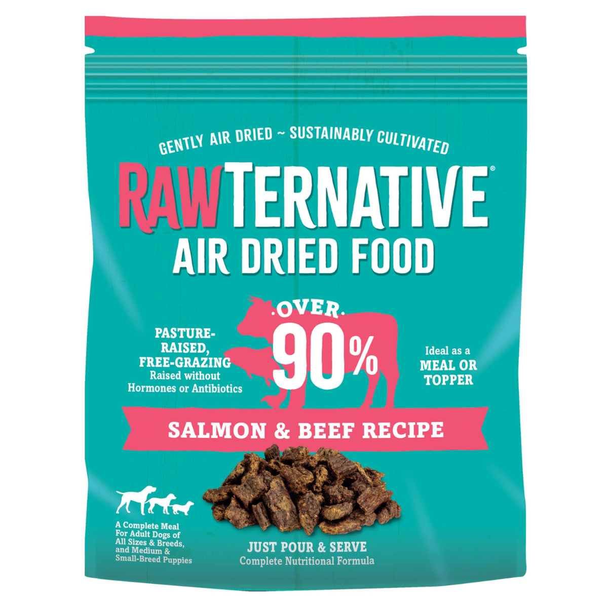 Grandma Mae's RawTernative packaging shows a convenient 5 oz bag for easy meals