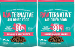 Grandma Mae's RawTernative air-dried dog food with salmon, beef, and NZ green mussels.