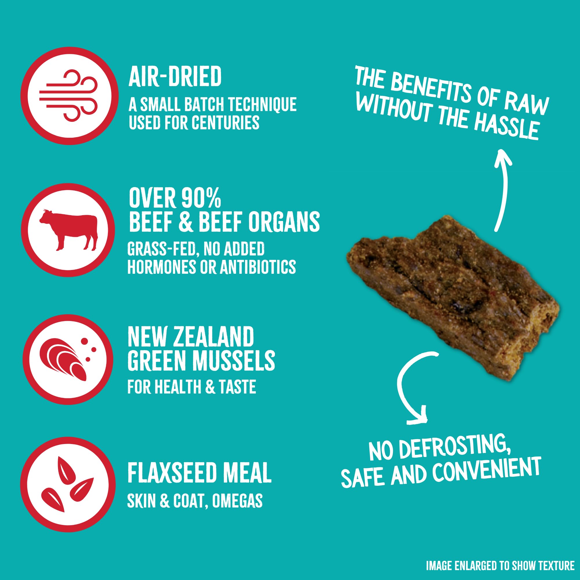 Grandma Mae's RawTernative texture closeup reveals chunky moist meat texture dogs may enjoy
