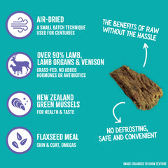 Grandma Mae's RawTernative air-dried-texture: moist, chunky bites for dogs.