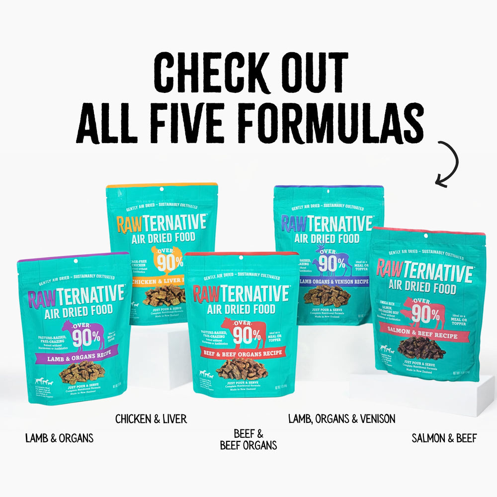 Grandma Mae's RawTernative serving-dog-bowl: convenient topper or complete meal option.