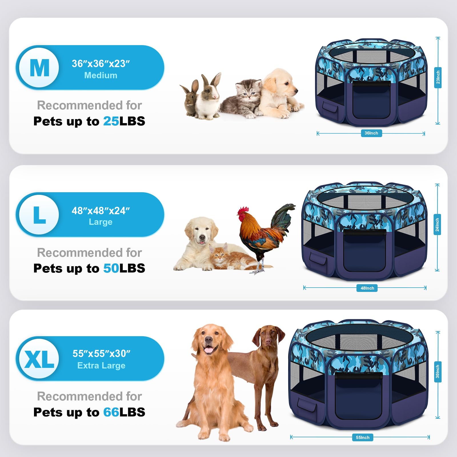 Grandtail three sizes: medium, large, extra large for pets
