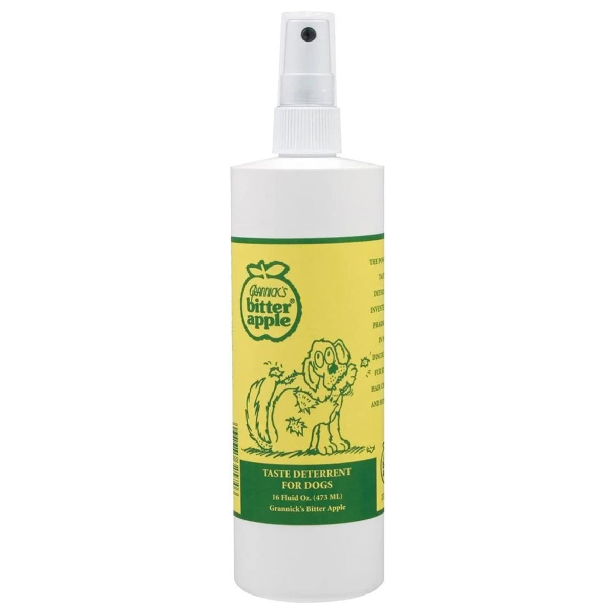 Grannick's Bitter Apple dog spray bottle 16oz front view deters chewing
