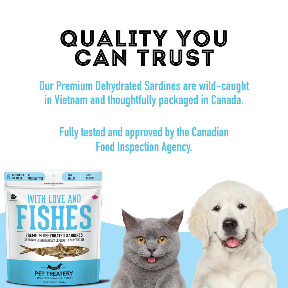 The Granville Island Pet Treatery dehydrated sardines appearance shows natural color and crunch
