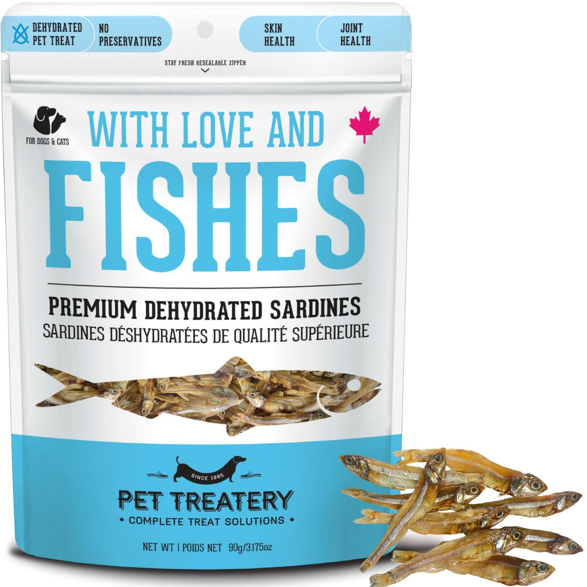 Granville Island Sardines for dogs and cats – training rewards in a 3.17 oz pack.