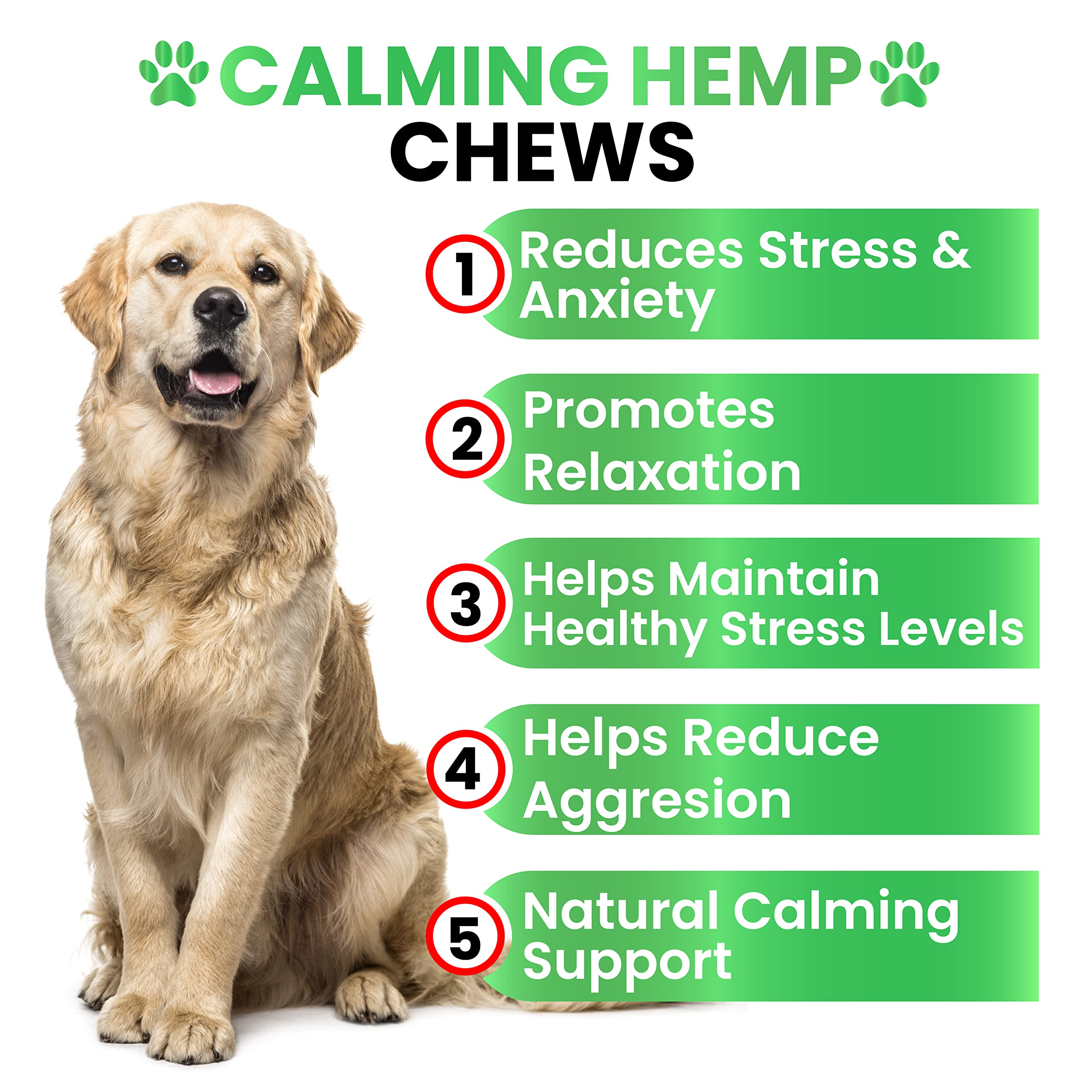 Grateful Pawz calming chews bottle label view promoting stress-free car rides