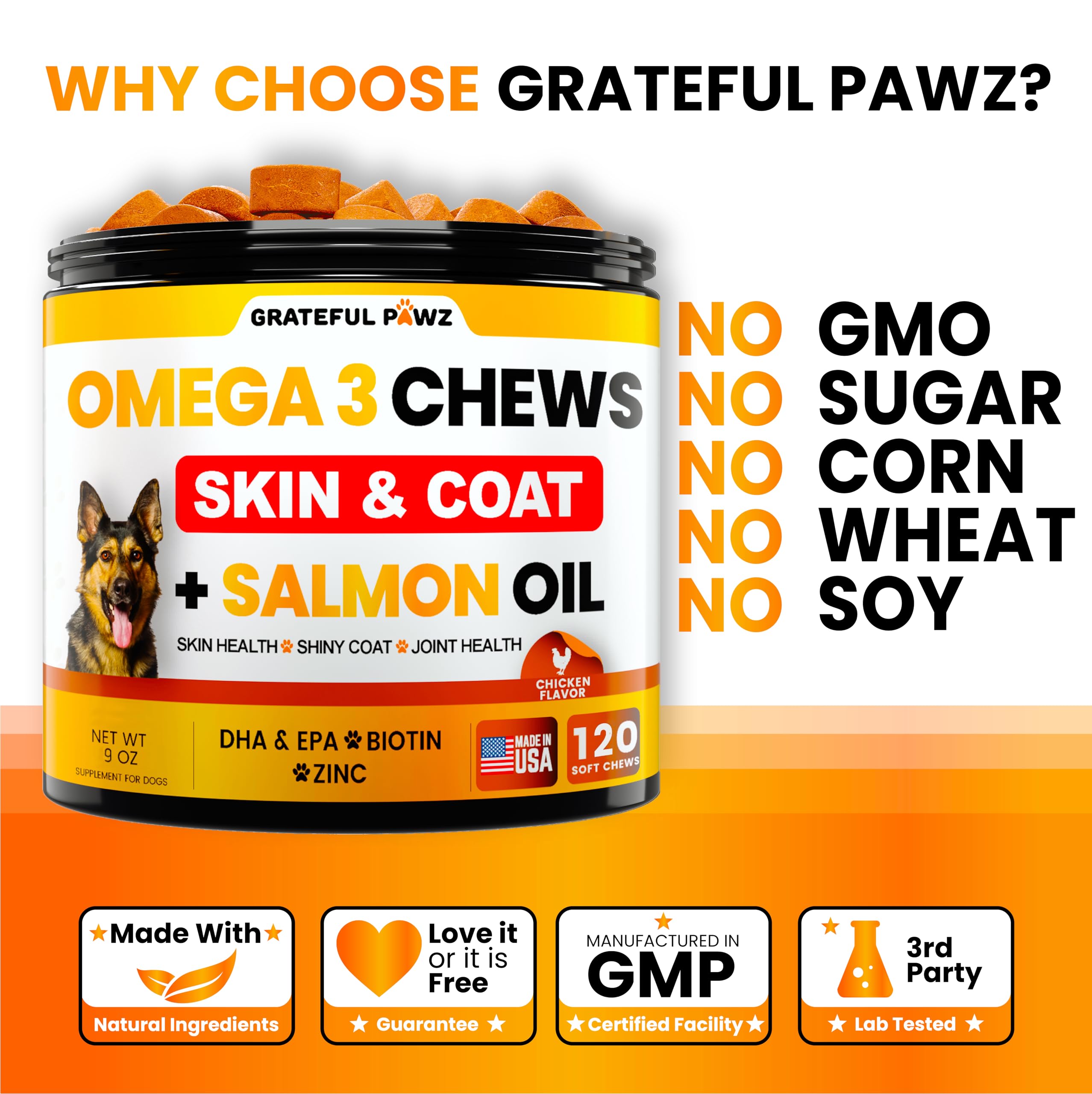 Grateful Pawz joint health dog supplement chews promoting mobility and comfort