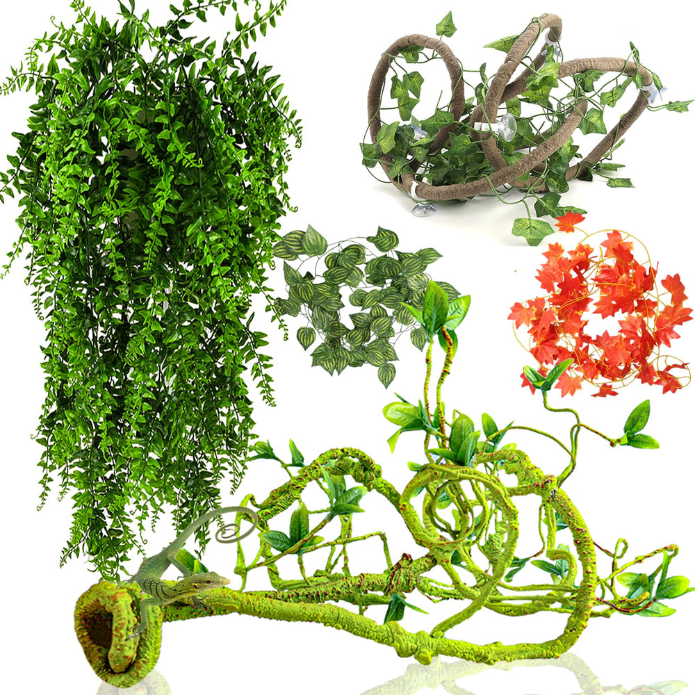 Grddaef reptile vines hanging plants for terrarium decor and natural hiding spots.