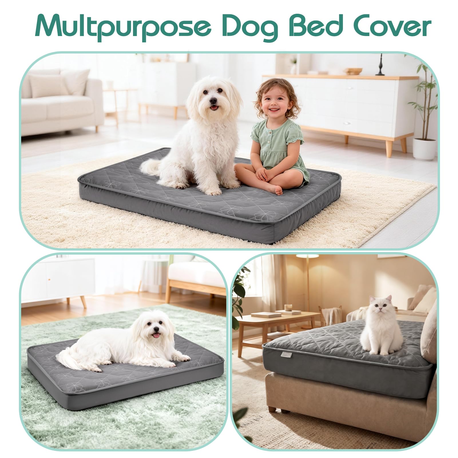 Greatbond dog bed cover fits beds up to 6 inches deep for a secure layer.