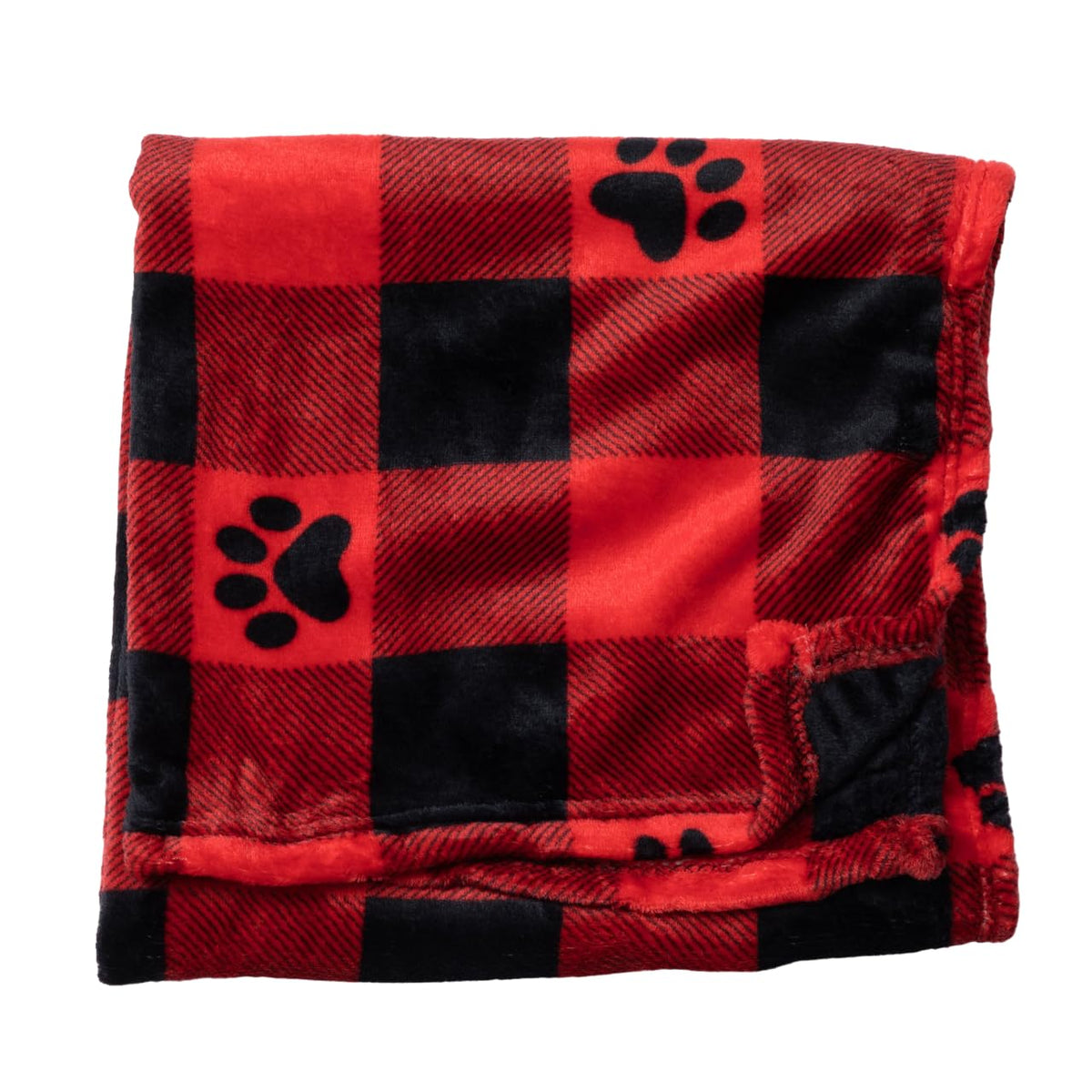 GreaterGood pet blanket Buffalo Paws close-up emphasizes ultra-soft fleece for cozy snuggles.