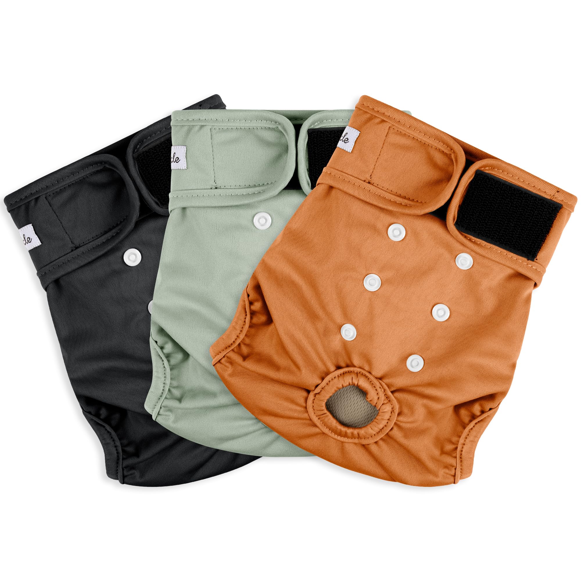 Grecle dog diaper absorbent pad interior keeps moisture contained for longer wear.
