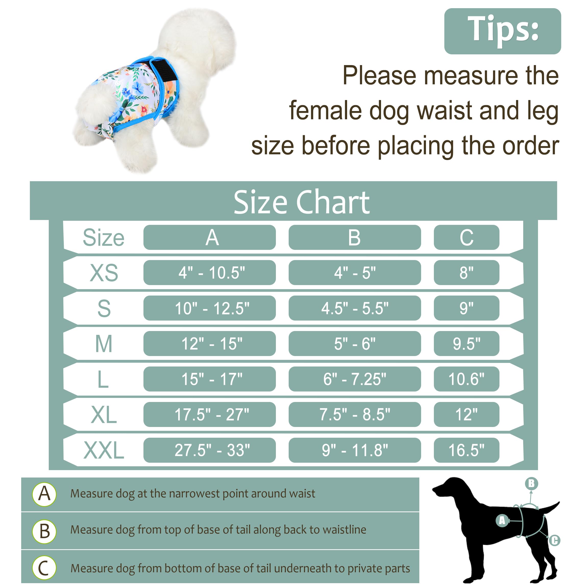 GrecLe dog diapers with built in absorbent pad for quick liquid absorption.