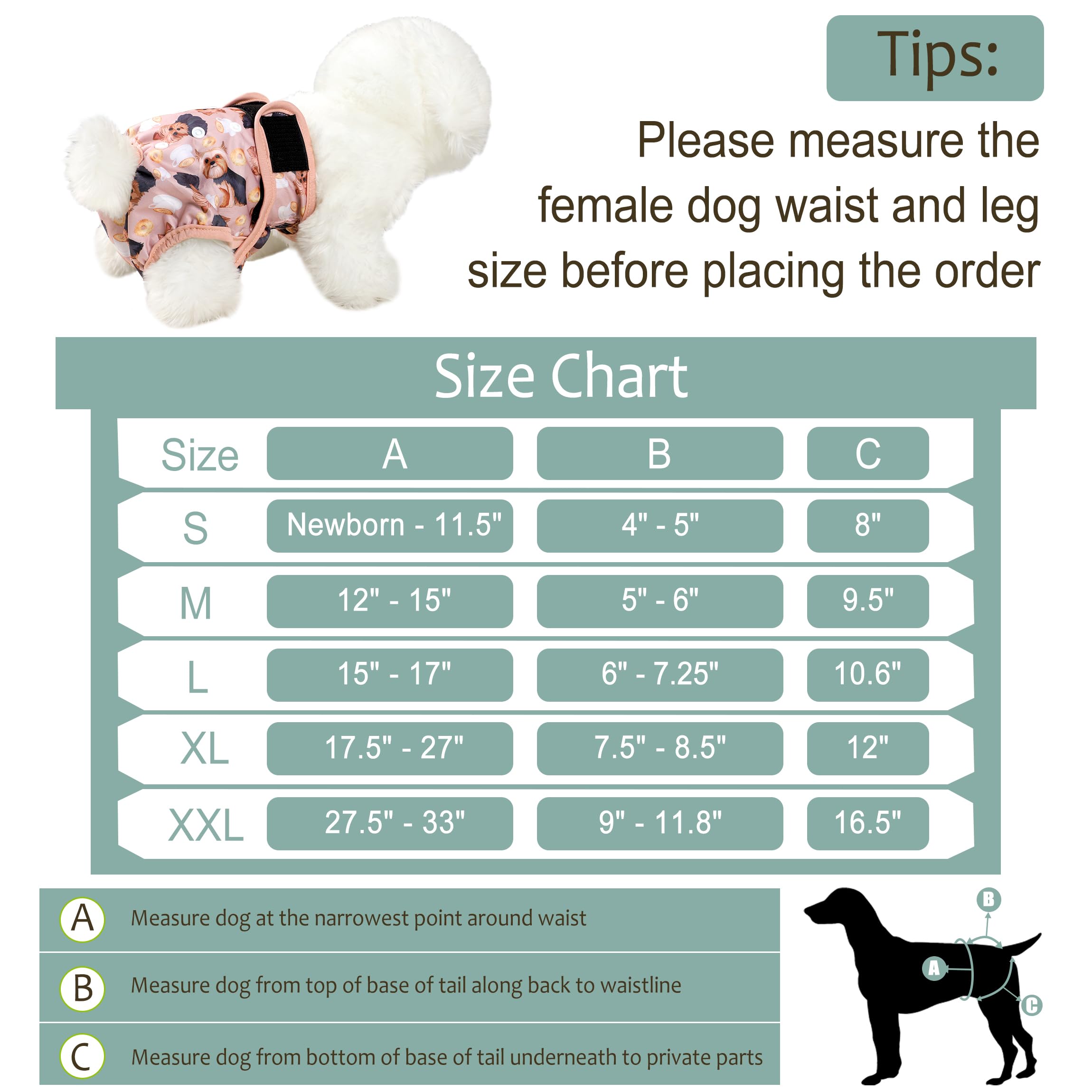 Grecle dog diapers female leak free shell with absorbent pad
