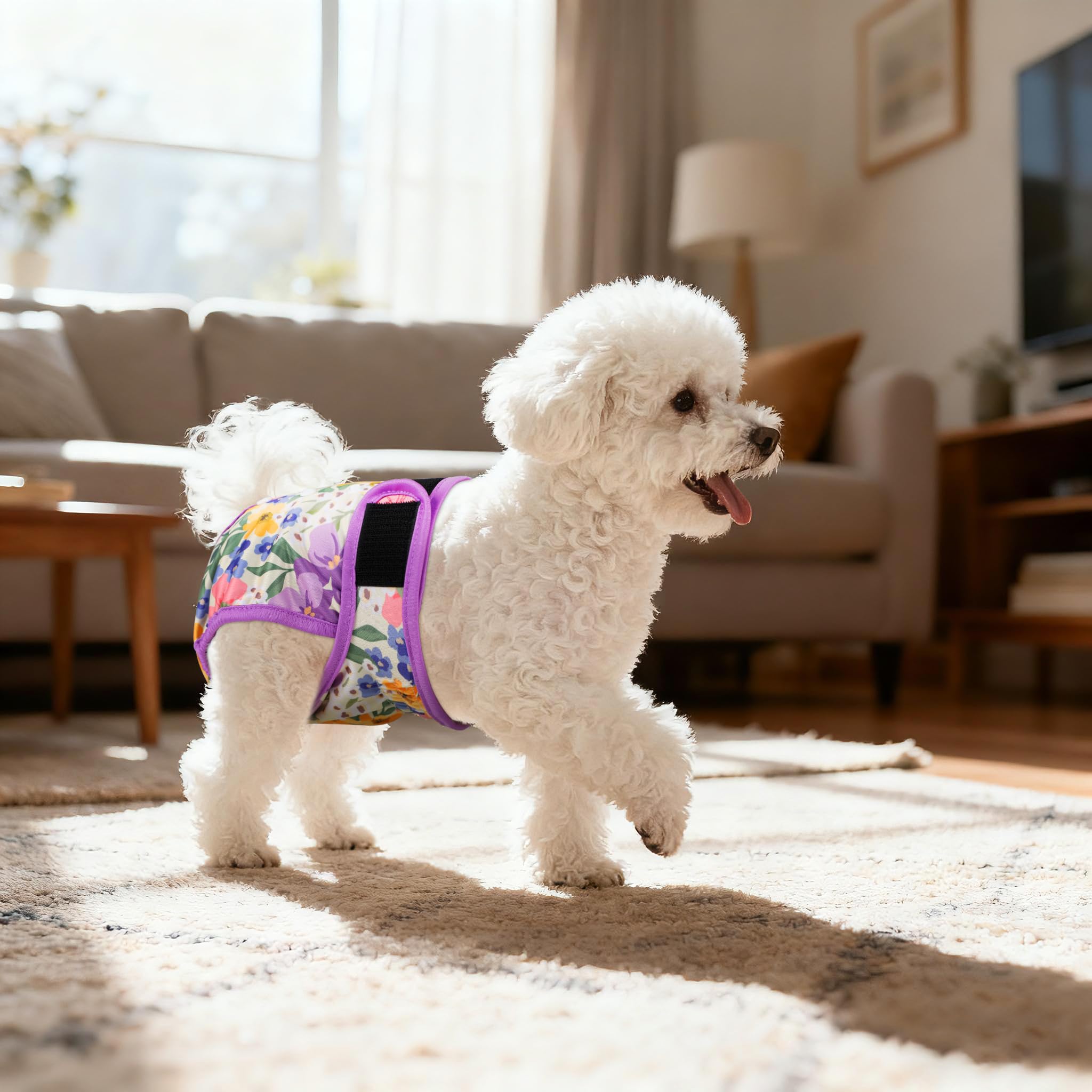 GrecLe reusable dog diapers with green lining, a washable, sustainable care option.