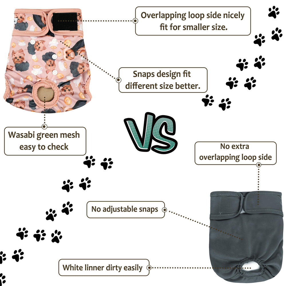 Grecle dog diapers use cases include heat, accidents, and senior pets.