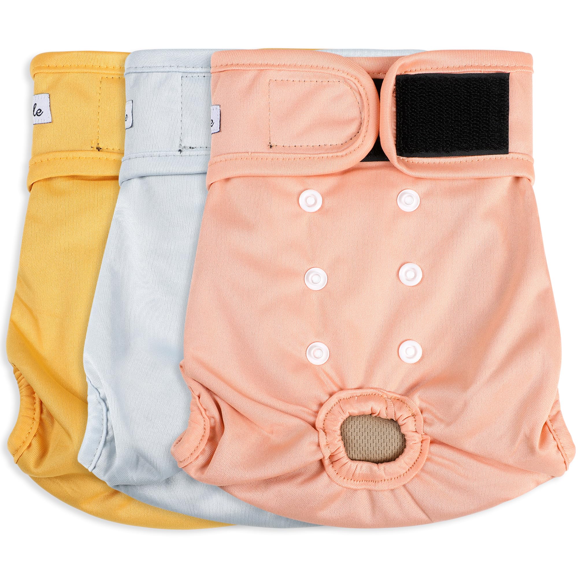 Grecle female dog diapers packaging shows reusable design for daily use.