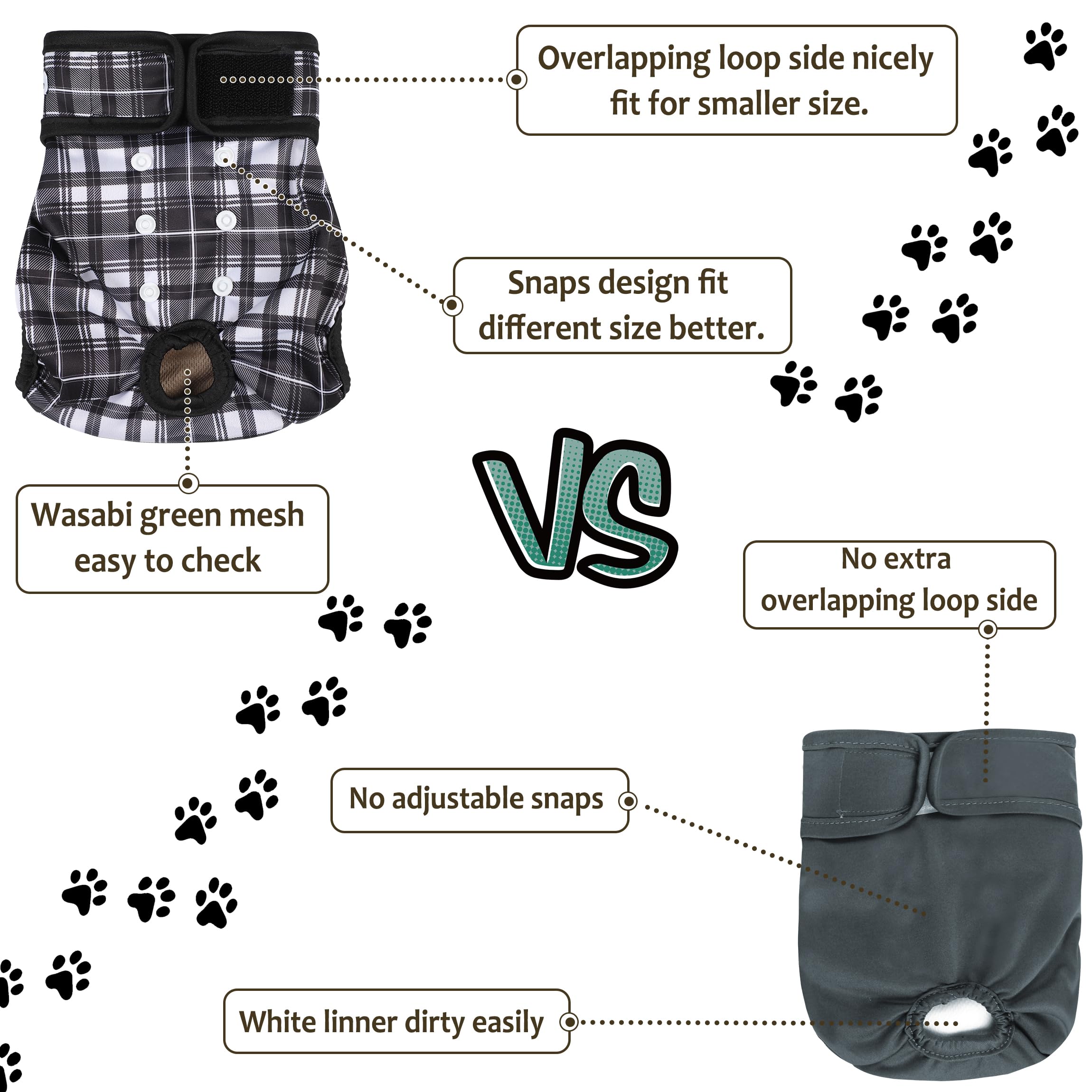 Grecle female dog diapers size L guide image shows proper measurement for secure fit.