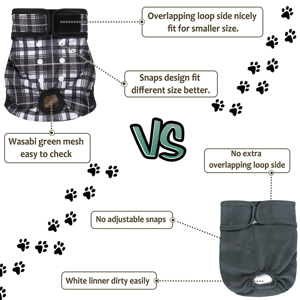 Grecle female dog diapers size L guide image shows proper measurement for secure fit.
