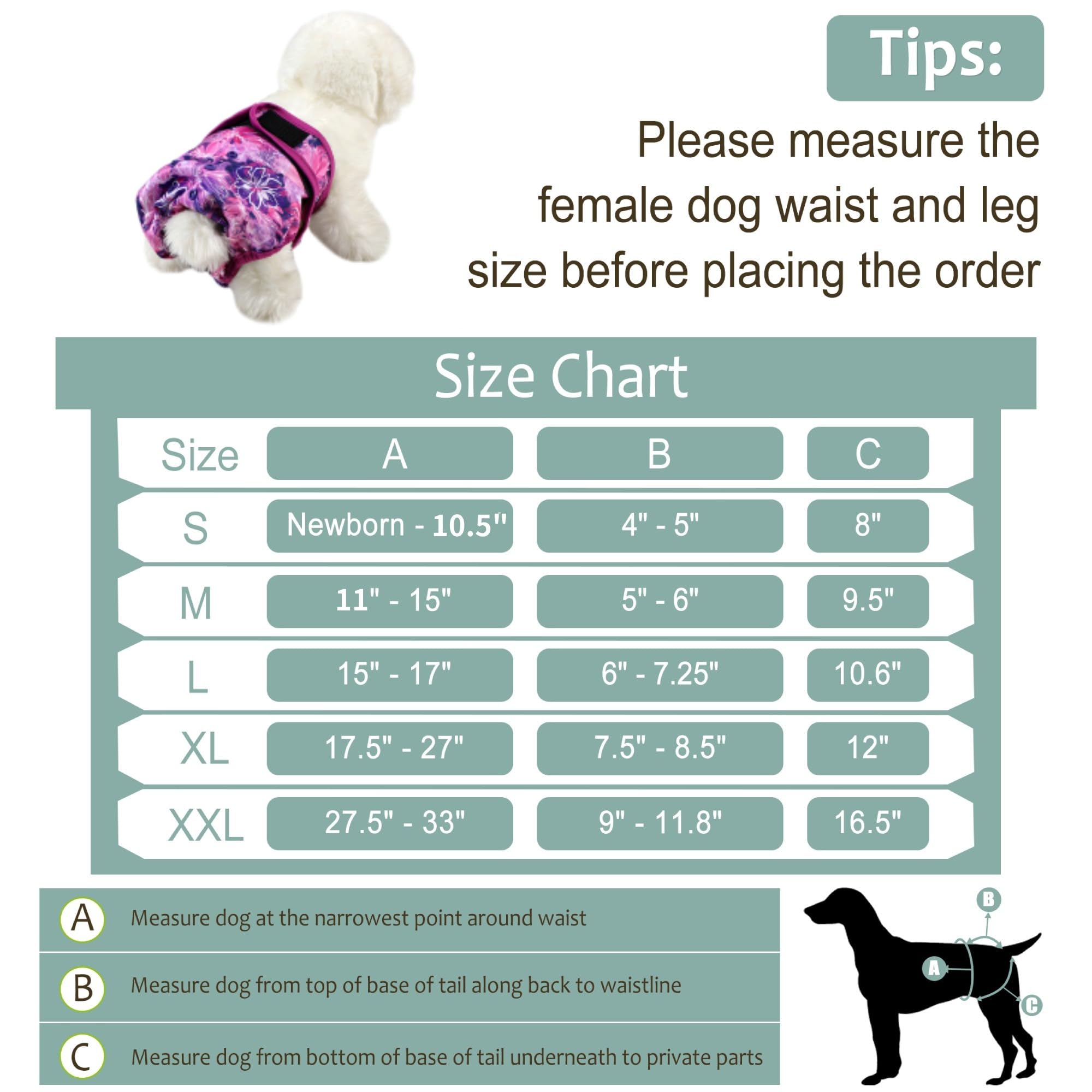 Grecle female dog diapers with super absorbent pad for moisture containment overnight