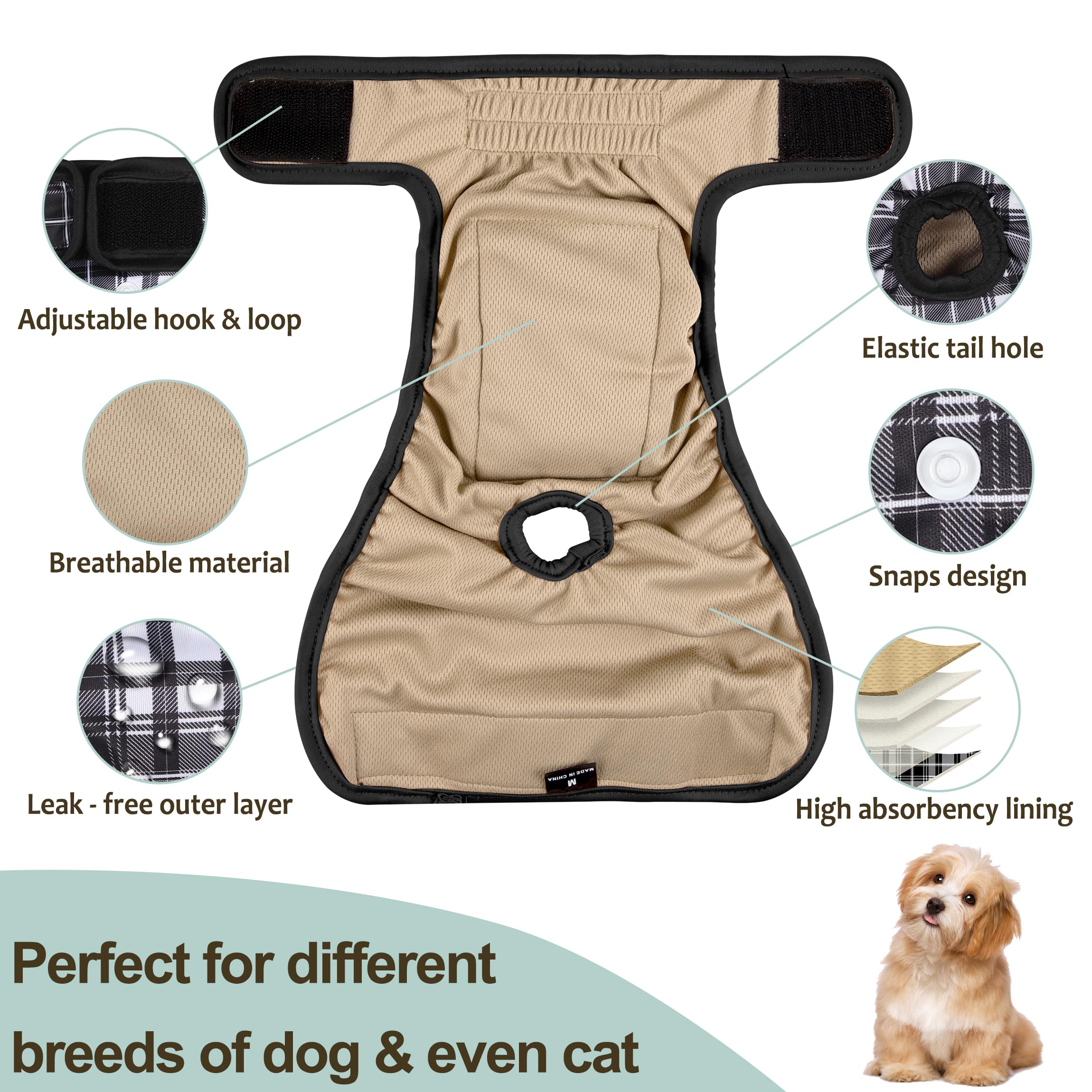 Grecle female dog diapers washable and reusable design saves on replacements.