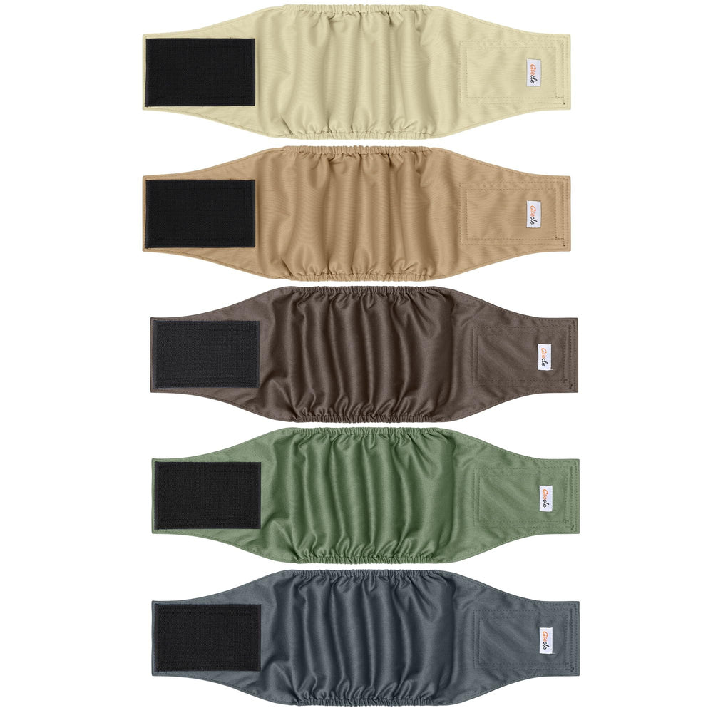 Grecle five-pack dog diapers with patterns for versatile male dog protection and styling