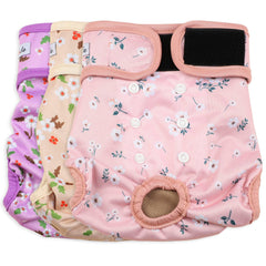Grecle: pañales para perra en calor con diseño floral y talla M.