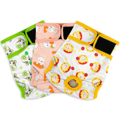 Grecle reusable dog diapers in five sizes ensure a snug, comfortable fit.