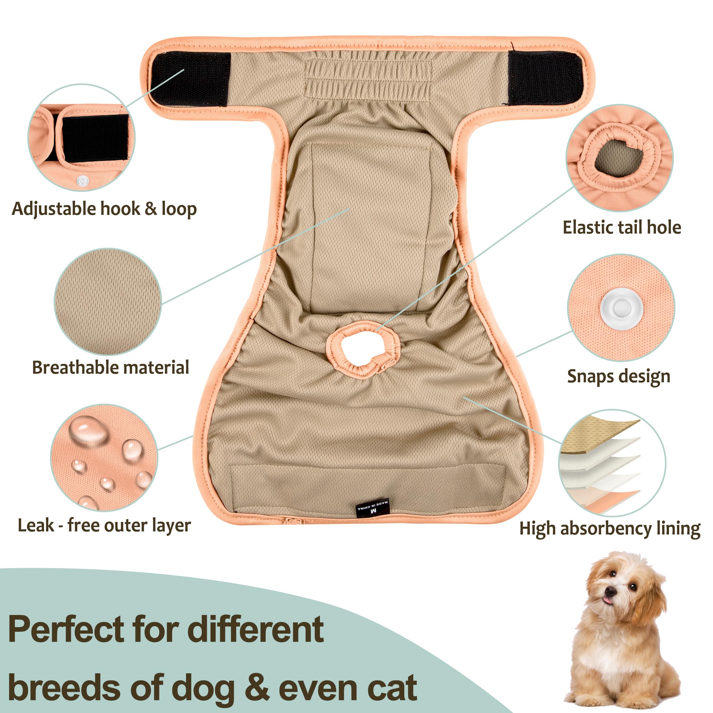 Grecle washable-dog-diapers fabrics highlight durable material for repeated use.