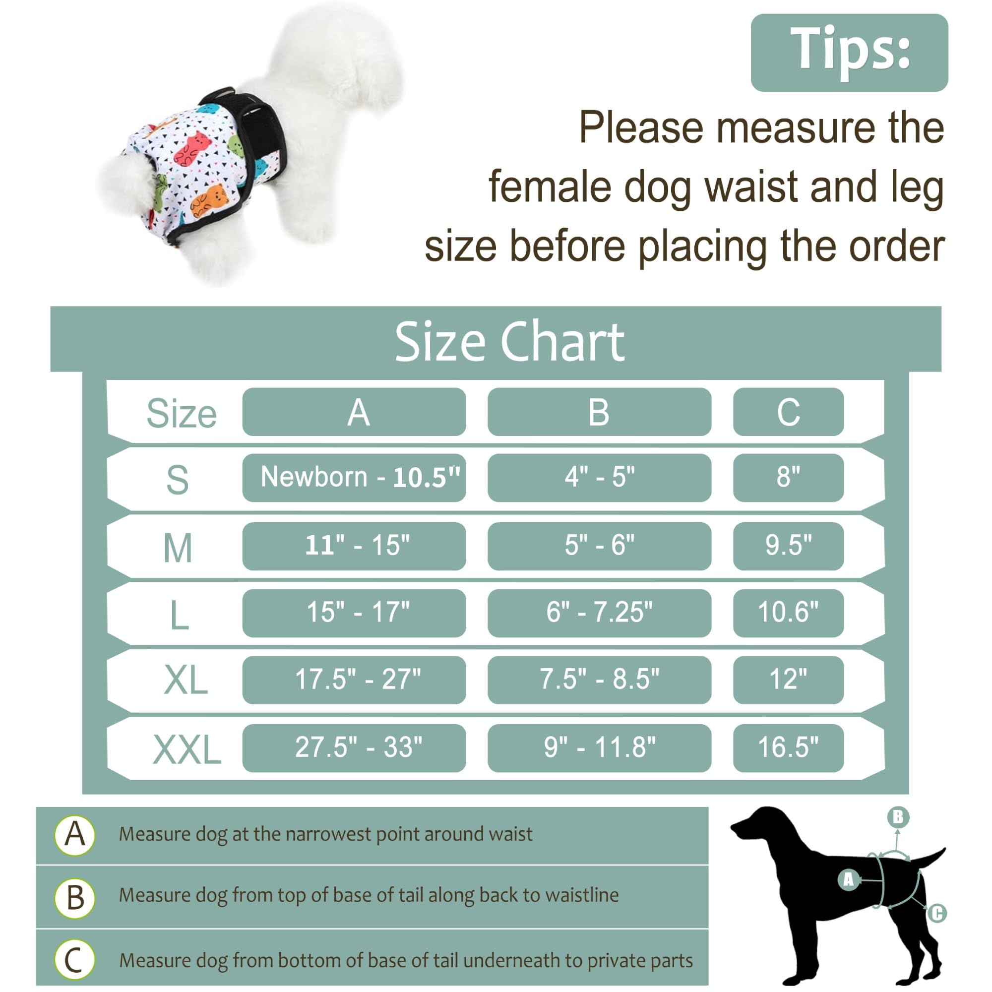 Grecle washable-dog-diapers-snaps-adjustable provides a tailored, snug fit to reduce leaks.