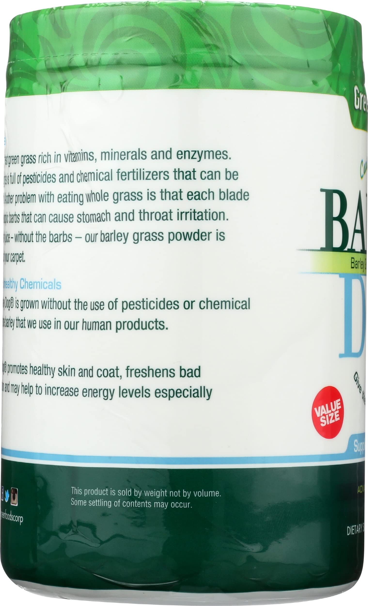 Green Foods Barley Dog barley grass closeup emphasizes natural pesticide-free greens.