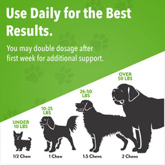 Green Gruff calming chews package-front showcases organic ingredients and USA-made promise.