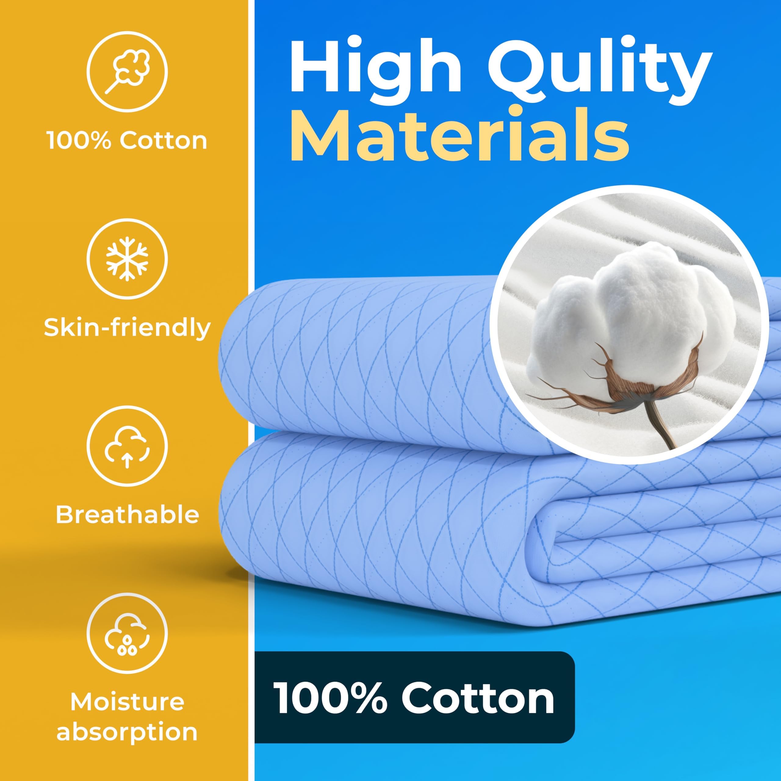Green Lifestyle underpads close-up shows thick absorbent surface for overnight protection.