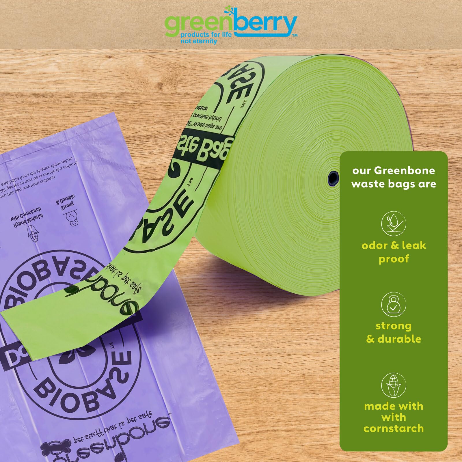 Greenbone BioBase bags suited for home and yard use in box dispensers
