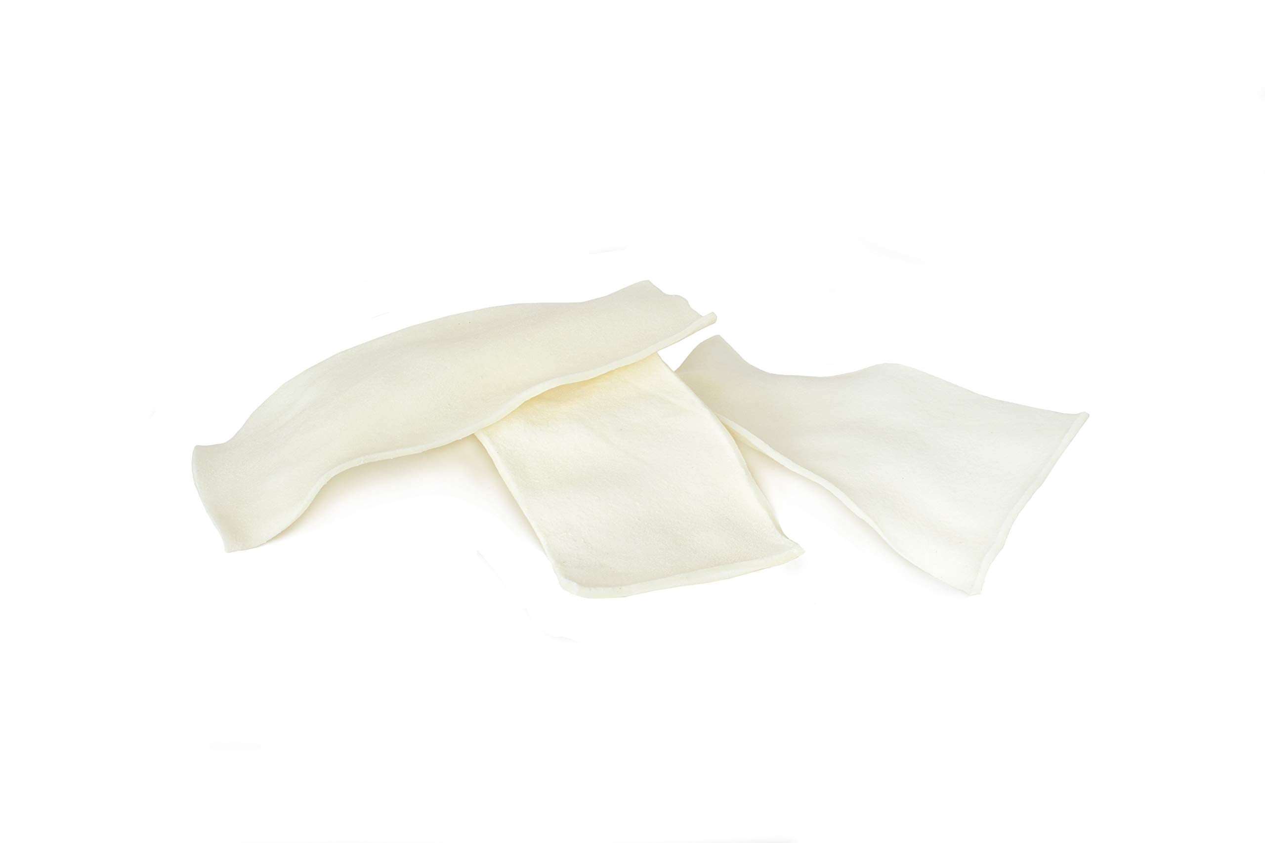GreenCow Rawhide Chips chew-action showing sustained chewing for dental hygiene potential