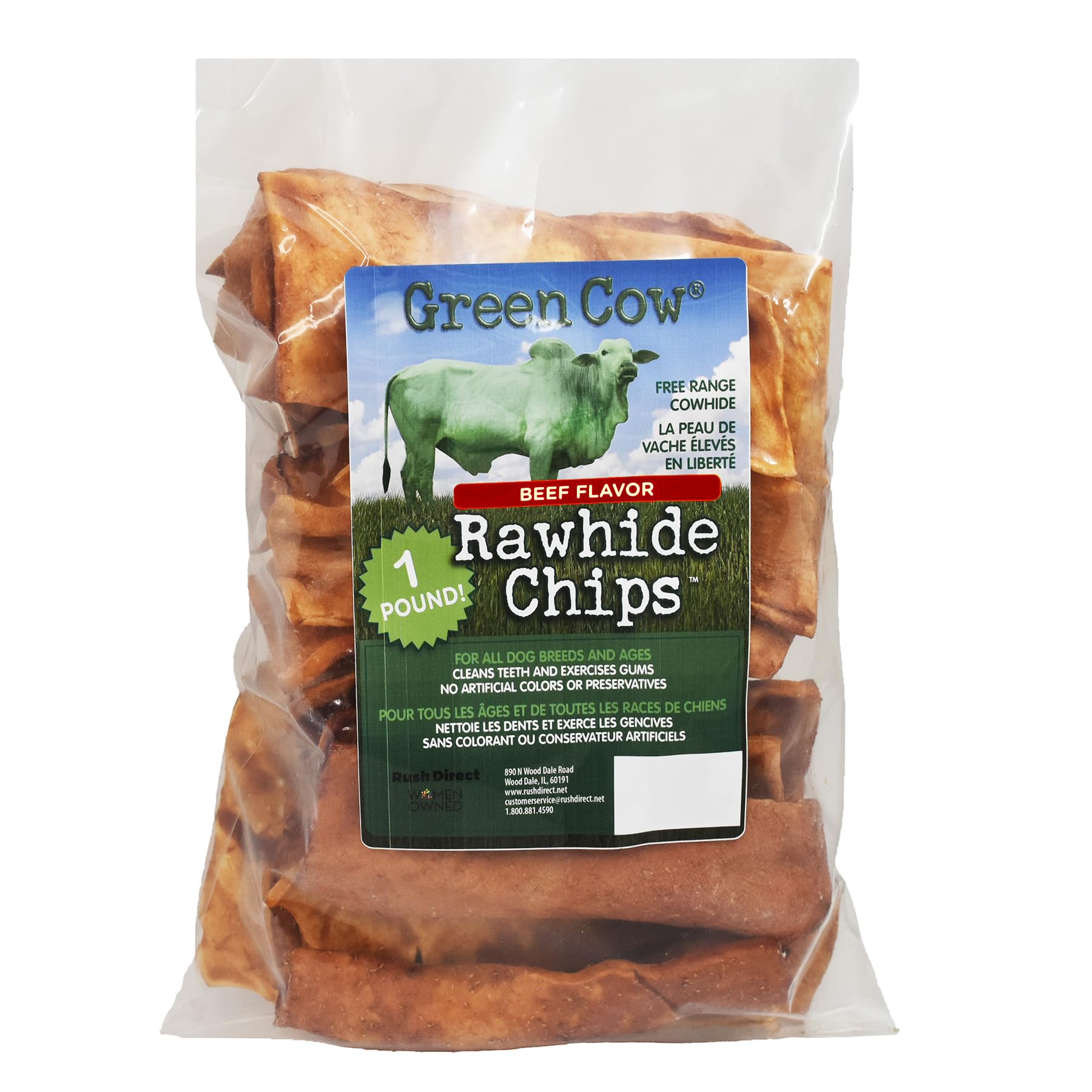 GreenCow Rawhide Chips durable chew supports lasting play and reward times