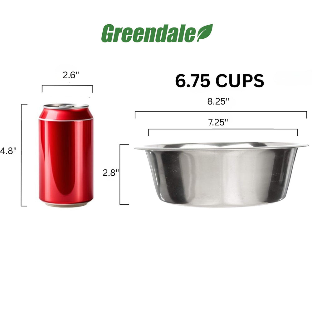 Greendale 4-pack stainless steel dog bowls, side view, sleek and easy to wipe.