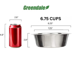 Greendale 4-pack stainless steel dog bowls, side view, sleek and easy to wipe.
