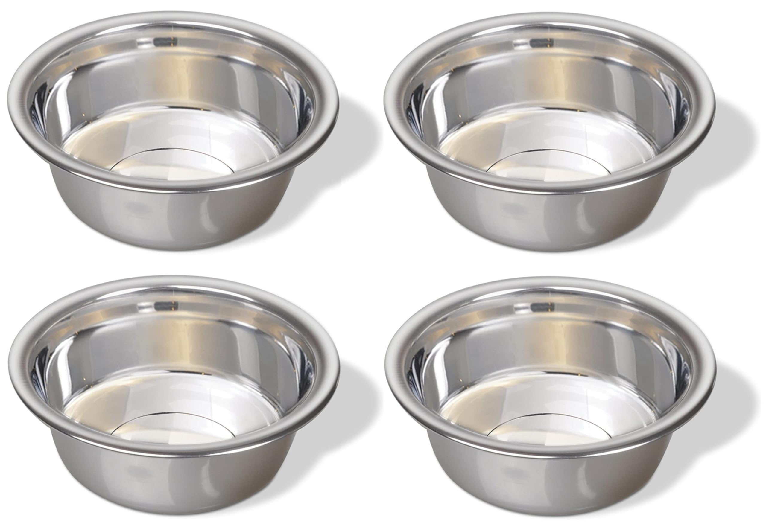 Greendale 4-pack stainless steel dog bowls, top view, durable feeding set.