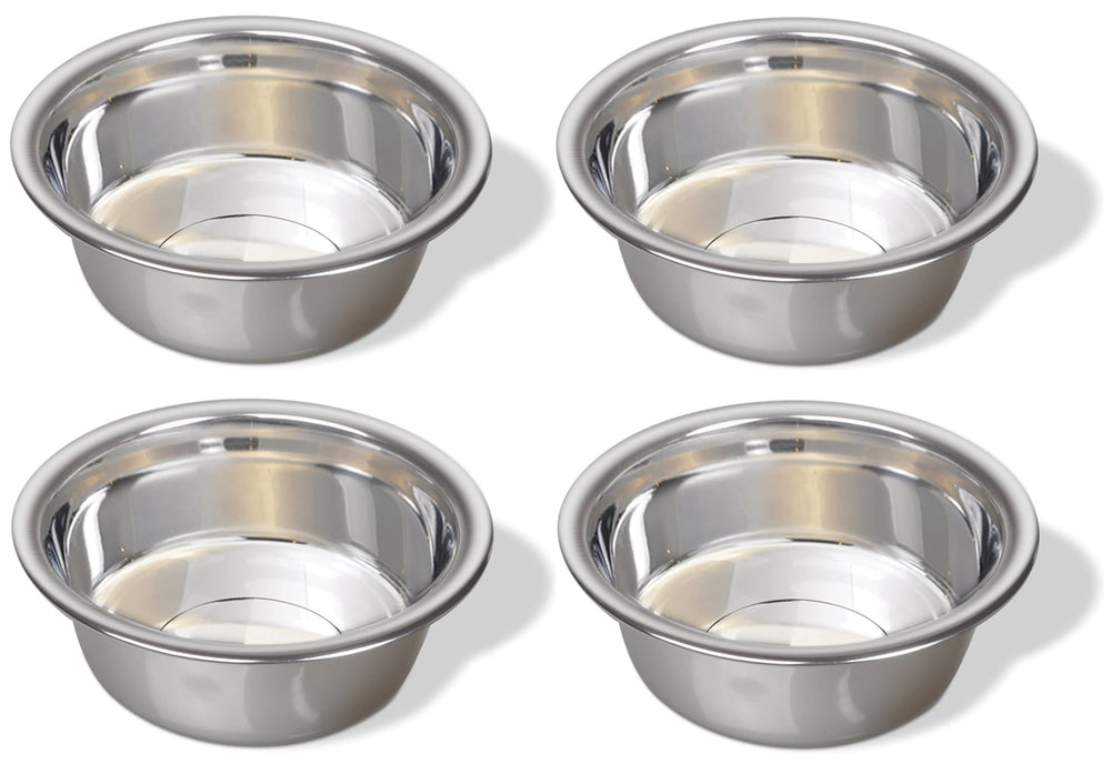 Greendale 4-pack stainless steel dog bowls, top view, durable feeding set.