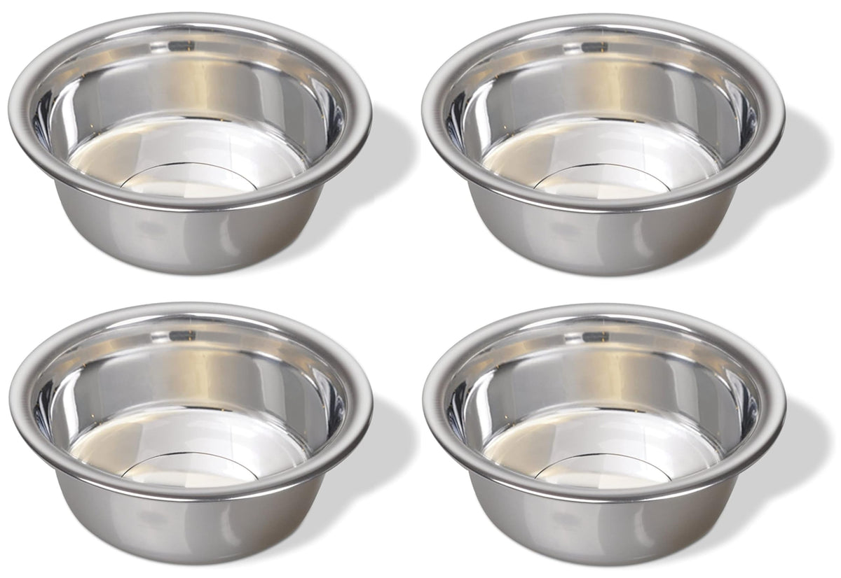 Greendale 4-pack stainless steel dog bowls, top view, durable feeding set.