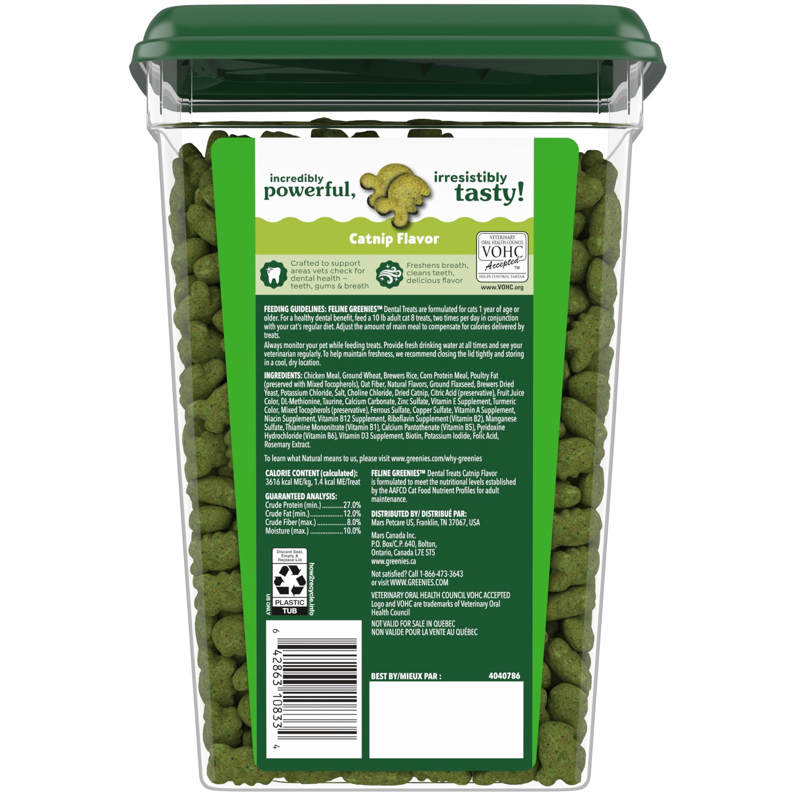 Greenies 21 oz tub packaging emphasizes value and ongoing dental routine.