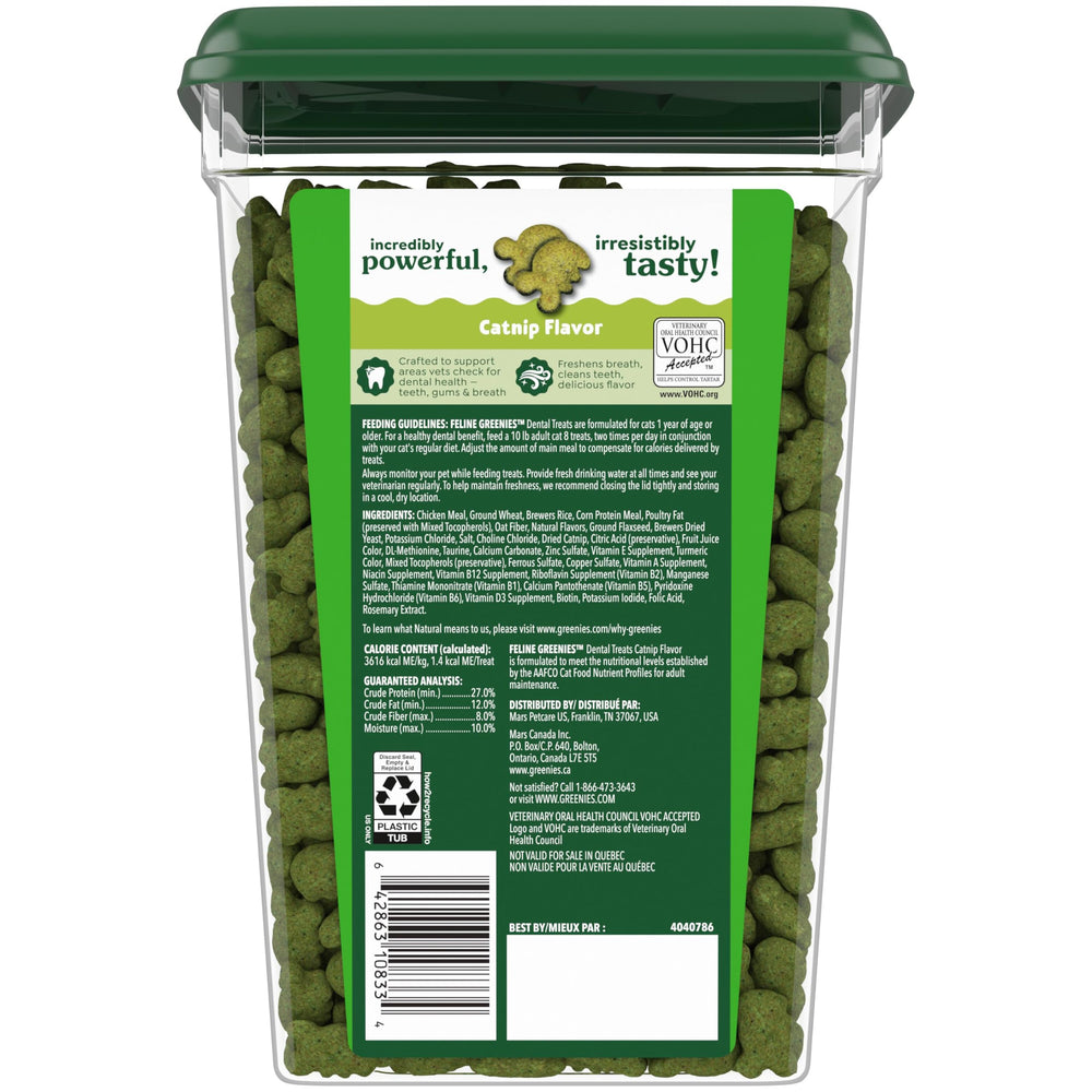 Greenies 21 oz tub packaging emphasizes value and ongoing dental routine.
