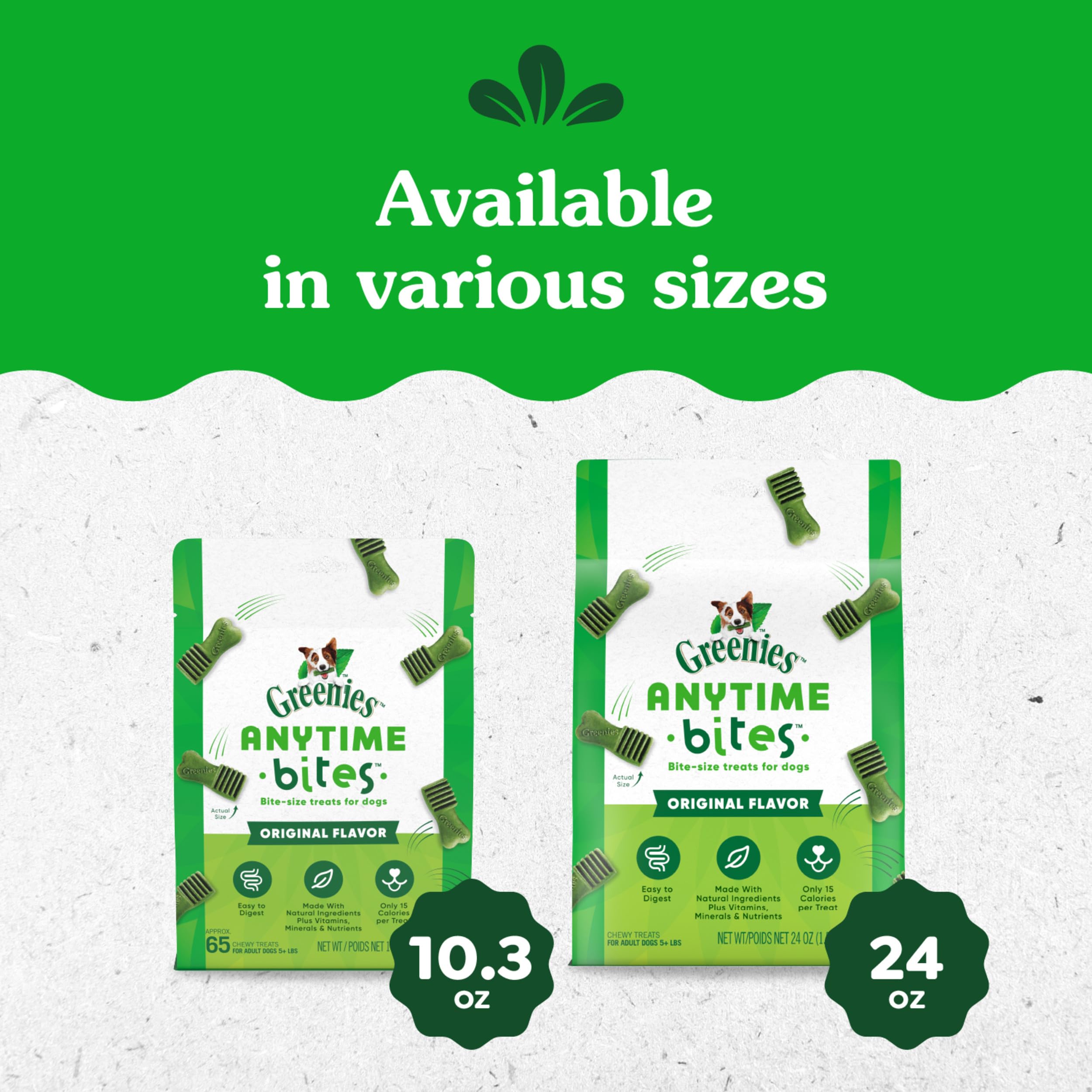Greenies Anytime Bites 24oz bag emphasizes value for ongoing rewards