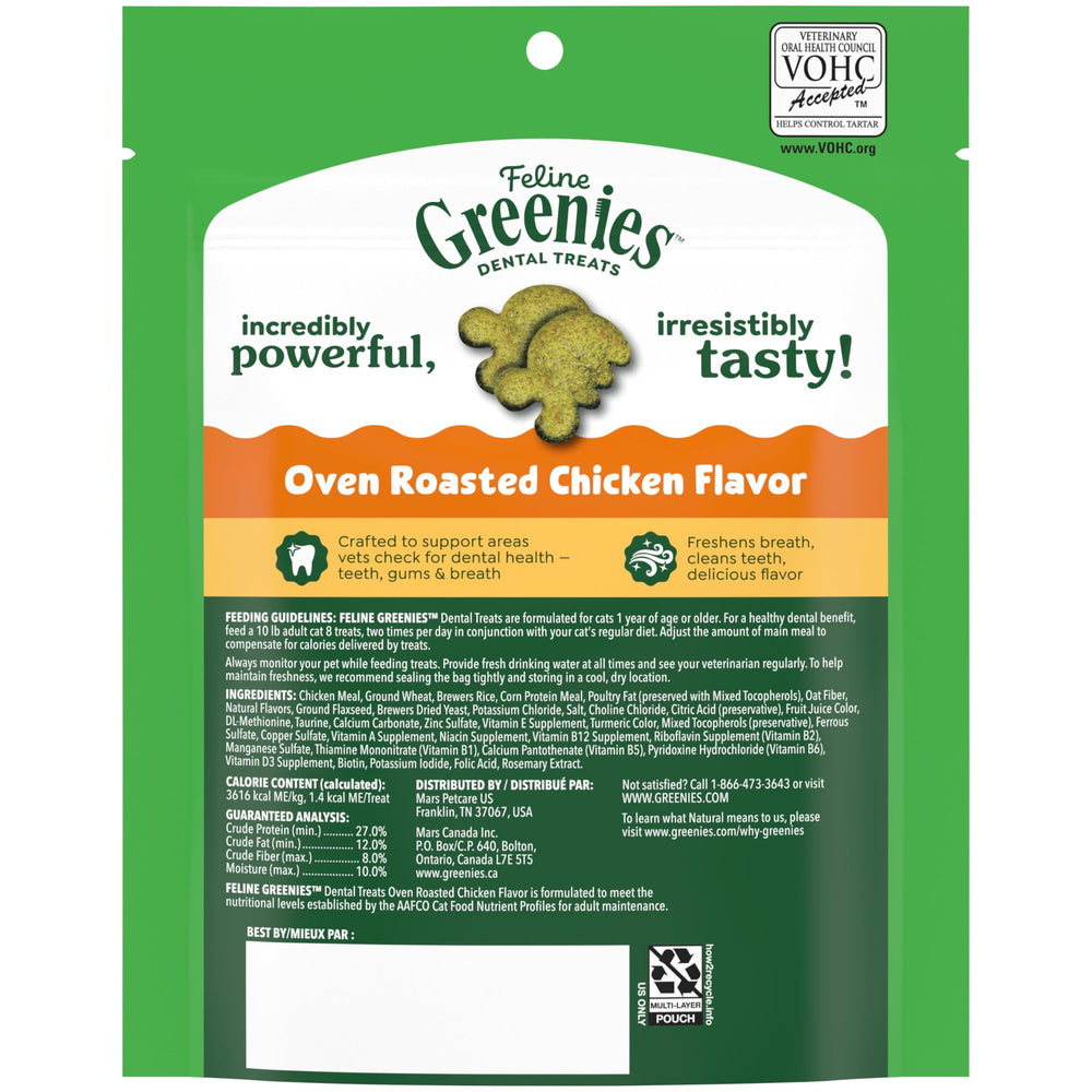 Greenies Feline Dental Treats purr-worthy-bite image suggests cats enjoy flavor while supporting daily care.