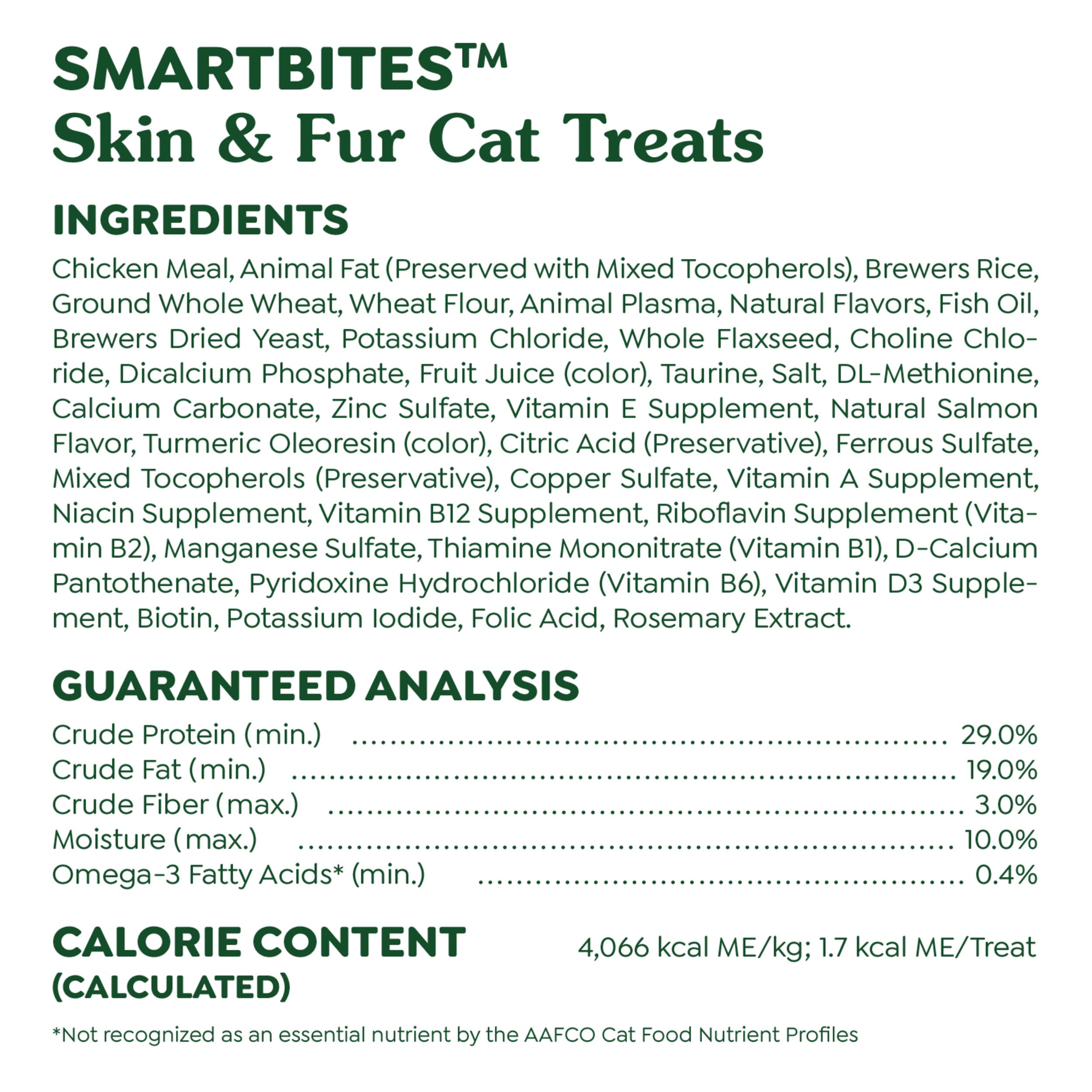 Greenies Feline Smartbites No Artificial Flavors image emphasizes natural ingredients.