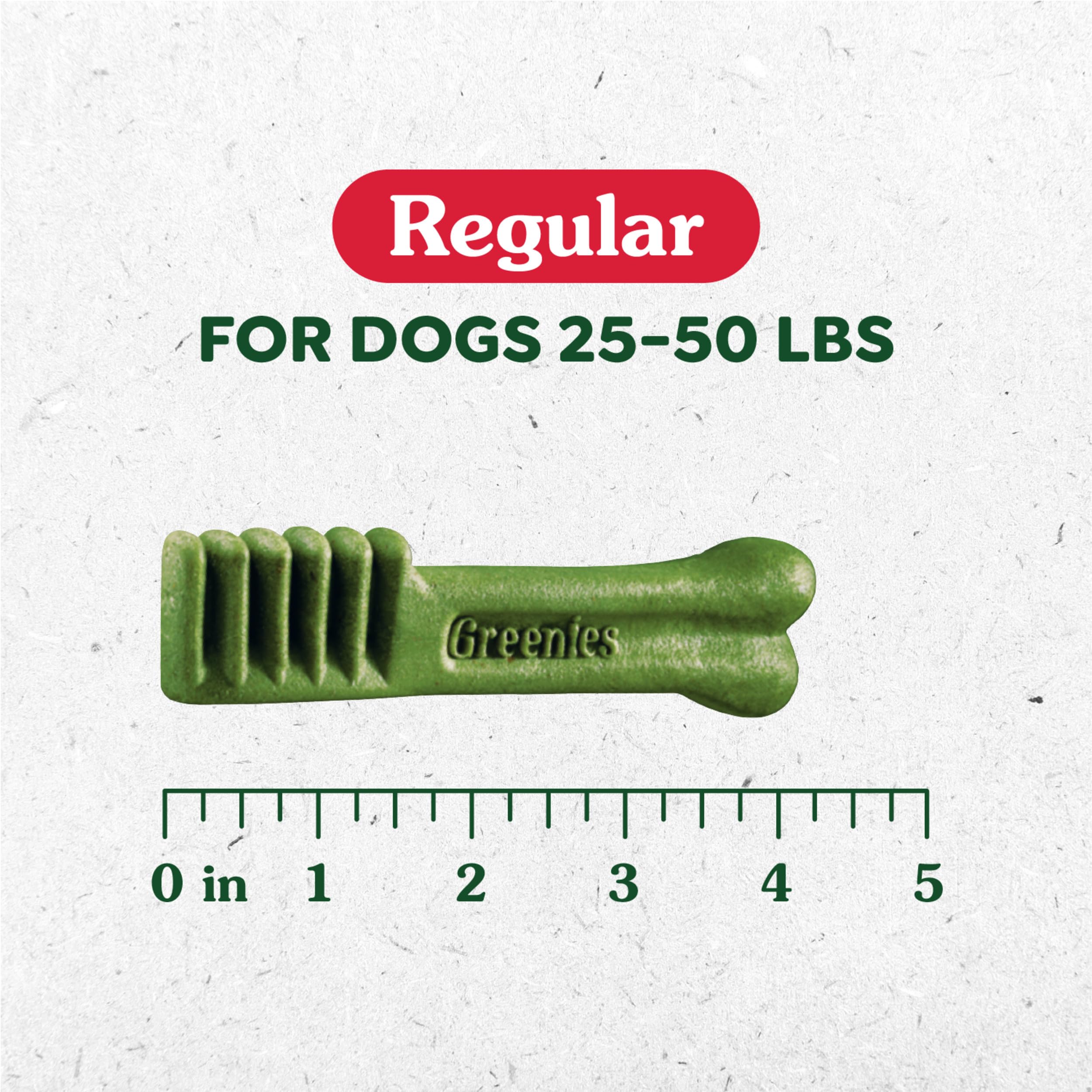 Greenies Original Dental Treats label close-up showing natural ingredients