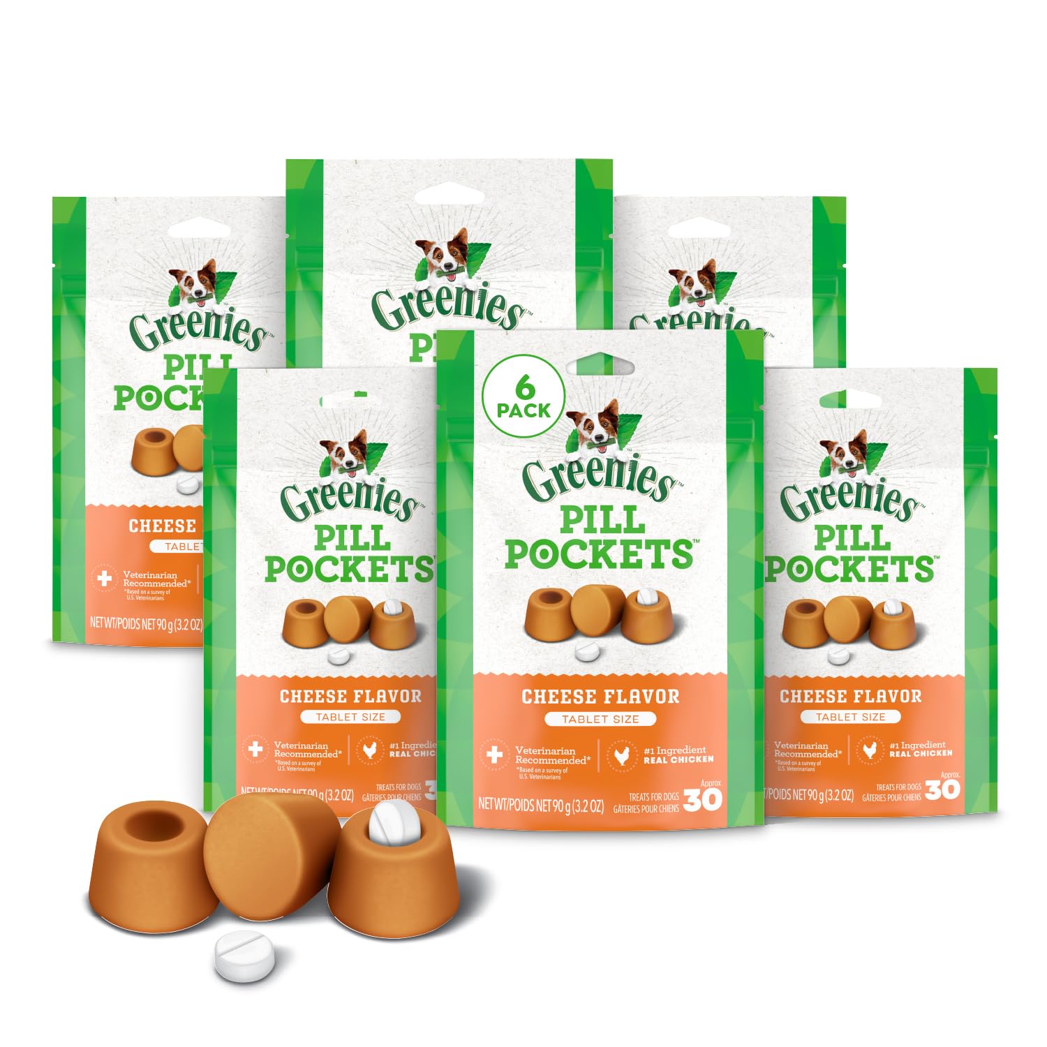 Greenies Pill Pockets Cheese small pack view for easy pill time.