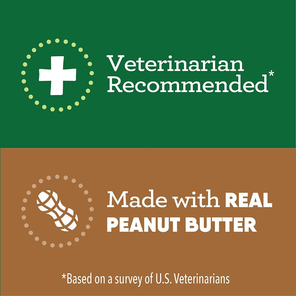 Greenies Pill Pockets easy-pinch usage illustrates quick medication without mess.