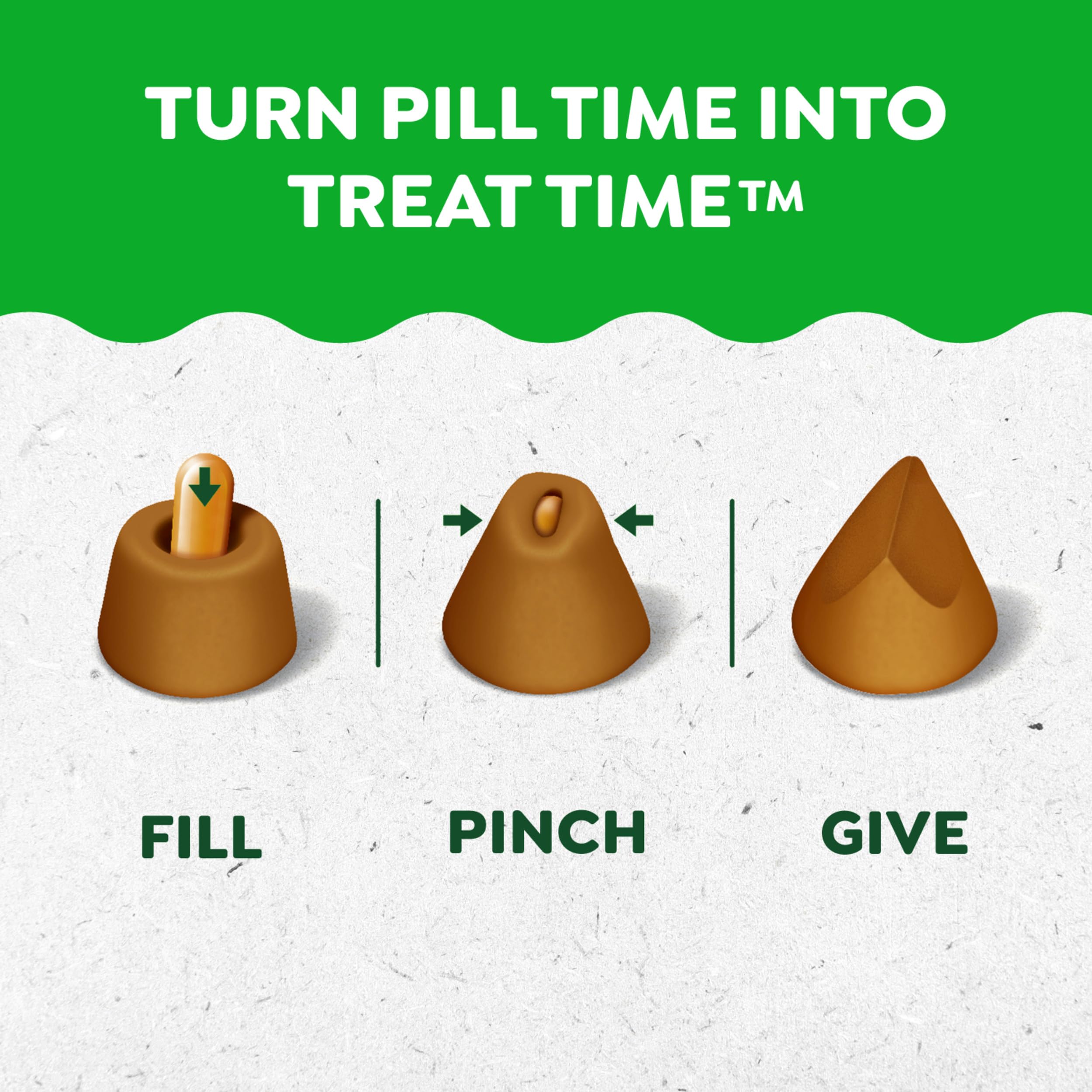 Greenies Pill Pockets soft texture closeup emphasizes stress-free pill time.